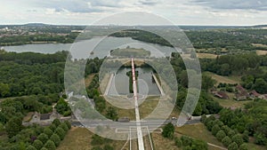 Aerial shot of modern complex Axe Majeur, France