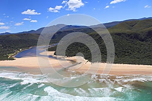 Aerial shot of Natures Valley in the Garden Route