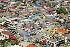 Aerial shot of a normal day in the Malaysian suburb Petaling Ja