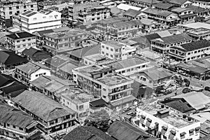 Aerial shot of a normal day in the Malaysian suburb Petaling Ja