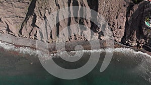 Aerial Shot. Ocean coast, cliff on the seashore. Canary Islands, Tenerife Los Gigantos