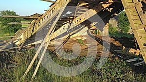 Aerial shot of an old soviet cattle barn.