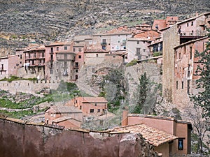 Aerial shot from an  old town  Albarracin, Spain