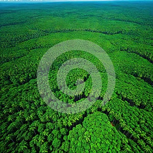 aerial shot of the In order to create space for oil palm the Borneo rainforest rainforests in was