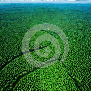 aerial shot of the In order to create space for oil palm the Borneo rainforest rainforests in was