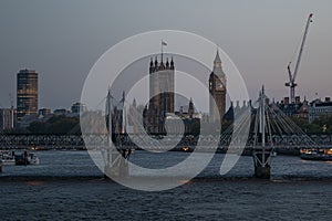 Aerial shot over big ben in westminister, london