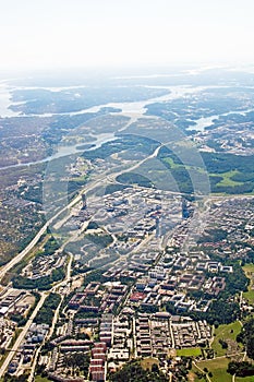 Aerial shot over IT center Kista Stockholm