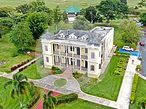 Aerial shot of Palacete Los Moreau house museum in Quebradillas Puerto Rico photo