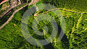 Aerial shot picturesque nature of Sete Cidades