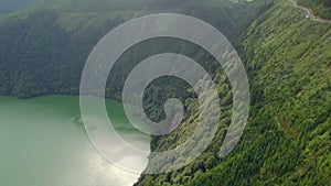 Aerial shot picturesque paradise of Sete Cidades