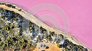 Aerial shot of pink lagoon, Perth