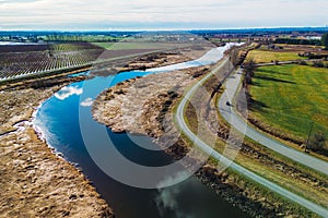 an aerial shot of Pitt Meadows, BC, Canada