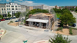 Aerial shot of Pizzeria Testa - Neapolitan Pizza, Downtown Frisco, Texas, USA