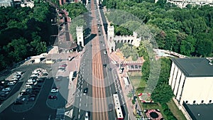 Aerial shot of Poniatowskiego bridge in Warsaw