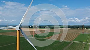 Aerial shot of Power Generating Windmills