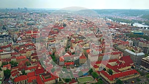 Aerial shot of Prague roofs, the Czech Republic