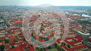 Aerial shot of Prague roofs, the Czech Republic