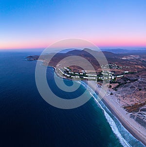 Aerial shot of the Puerto Velero tourist complex in the Coquimbo region, Chile. photo
