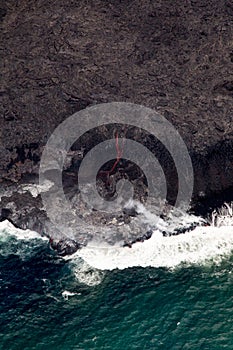 Lava flowing into the sea