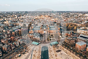 Aerial shot of the Rijksmuseum, a Dutch national museum dedicated to arts and history in Amsterdam