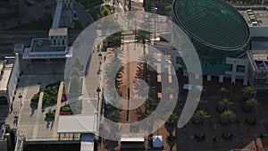 Aerial shot of Riverwalk in downtown New Orleans city, Louisiana