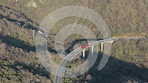 Aerial shot of a road bridge