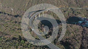 Aerial shot of a road bridge