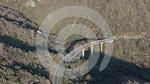 Aerial shot of a road bridge