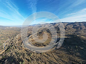 Aerial shot of a road in Tehachapi Loop, California photo