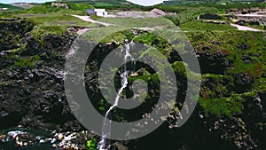 Aerial shot rocky coastline of Ponta Delgada Island