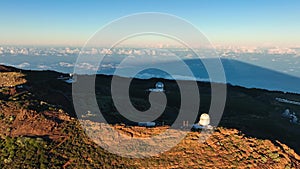 Aerial shot of the Roque de Los Muchachos on La Palma