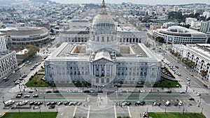 Aerial shot of San Francisco City Hall located in civic center