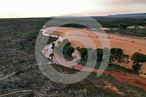 Aerial shot of the sand dunes in the Jalapao desert in the State of Tocantins in Brazil.