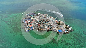 Aerial shot of the Santa Cruz del Islote island in Colombia