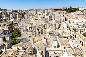 Aerial shot of Sassi di Matera, Basilicata, Italy