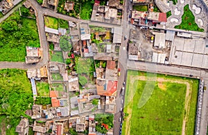 Aerial Shot Of Small City In The Andean Highlands, Ecuador