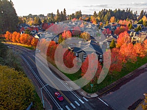 Aerial shot of a street intersection in Hillsboro, Oregon.