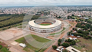 Aerial shot of the Tamale Stadium in Ghana during the day