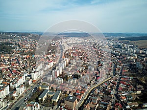 Aerial shot of Targu Mures old city at daylight