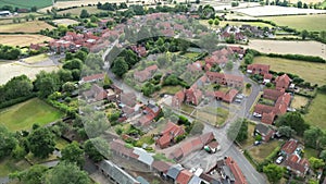 Aerial shot of a town in Nottinghamshire, UK