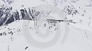 Aerial shot of Verbier, Switzerland, shows snow covered slopes