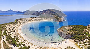 Aerial shot of Voidokilia Beach, Messinia photo