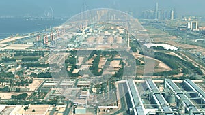 Aerial shot of a water desalination facility and a power plant in Dubai, United Arab Emirates UAE