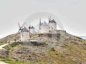 Aerial shot of windmills in Molinos de Viento de Consuegra, Spain photo