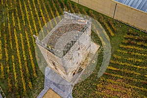 Aerial shot of a winery in the Senorio de Arinzano in Spain photo