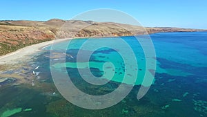 Aerial shots of calm Sellicks Beach in Adelaide