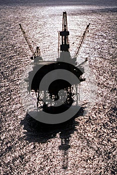 Aerial Silhouette of the Flounder offshore Platform in Bass Strait