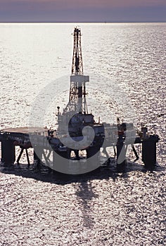 aerial silhouette of the Sedco 702 drilling rig.