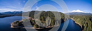 Aerial - Siskiyou Lake and Mount Shasta, California