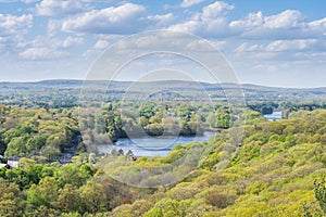 Aerial Skyline of New Haven Connecticut from East Rock in Summer